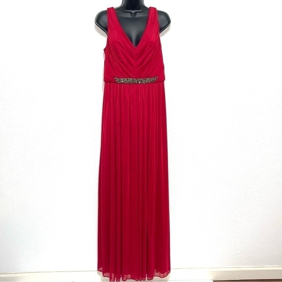 David's Bridal Red Bridesmaid Dress Size 10 - Picture 1 of 16